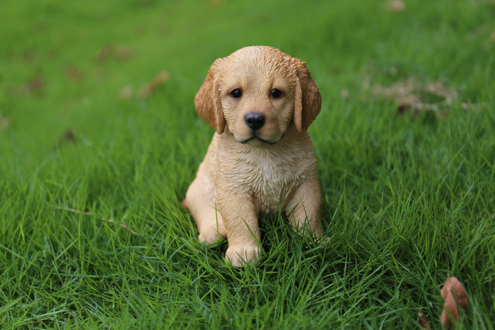 Pet Pals - Golden Retriever Puppy Sitting-Yellow Statue HI-LINE GIFT LTD.