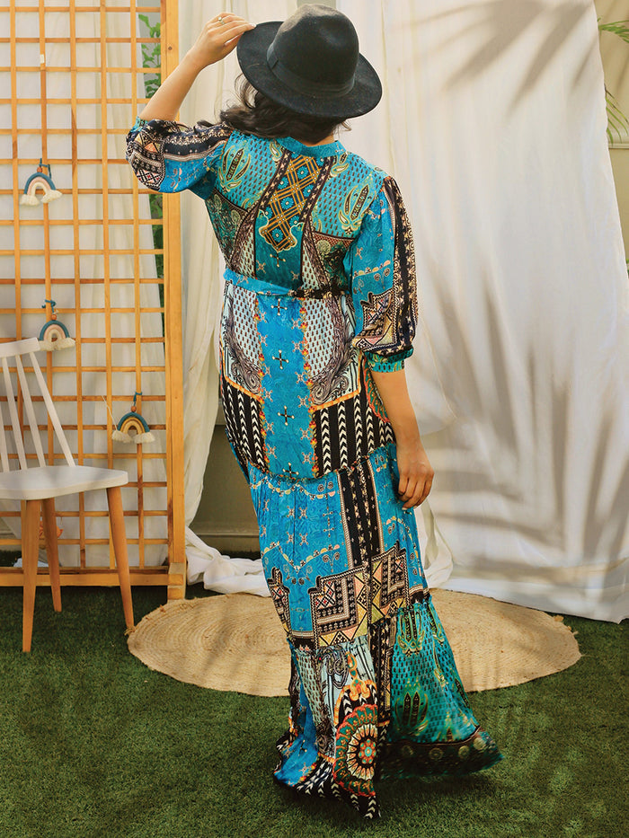 Piccadilly Blue Long Layered Dress