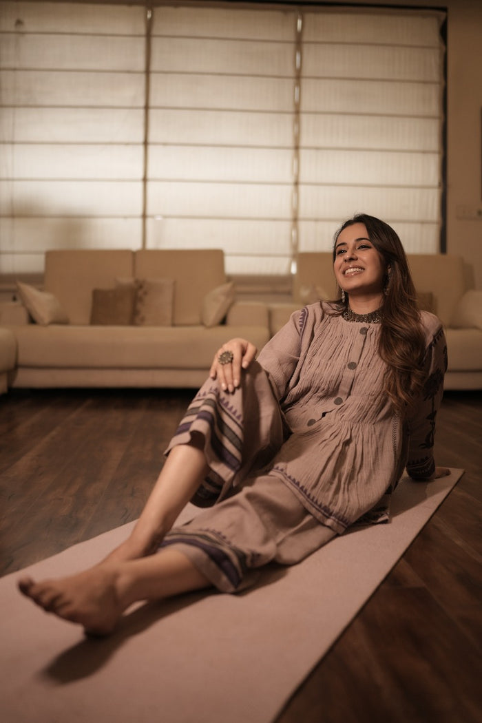 Designer pink linen co ord set