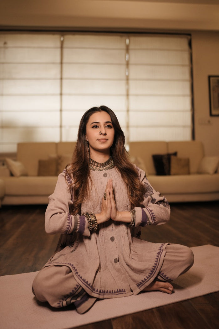 Women's pink linen co ord outfit