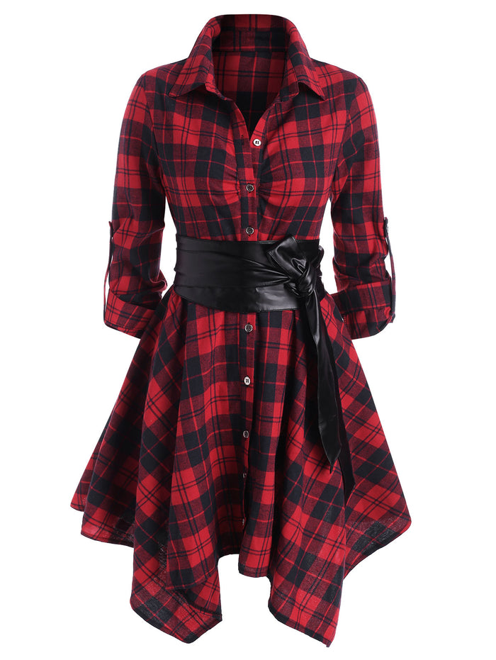 Plaid Gothic Style Long Sleeve Dress