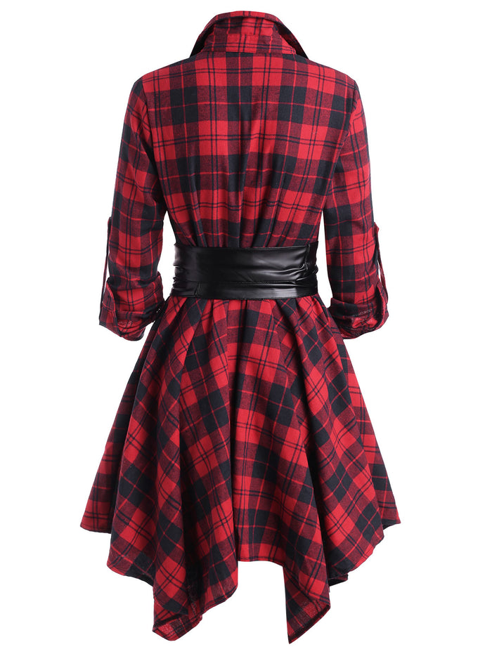 Plaid Gothic Style Long Sleeve Dress