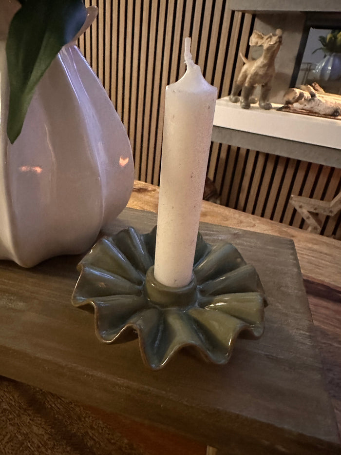 Porcelain Green Taper Candle Holder
