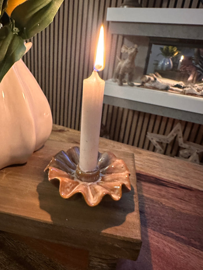 Porcelain Taupe Taper Candle Holder