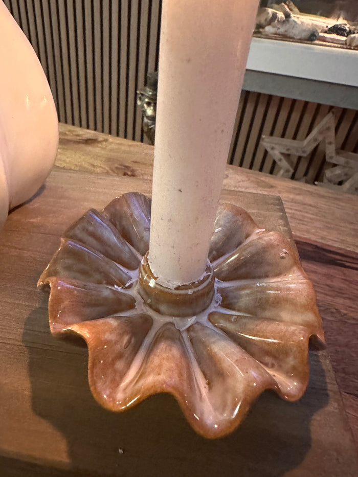 Porcelain Taupe Taper Candle Holder