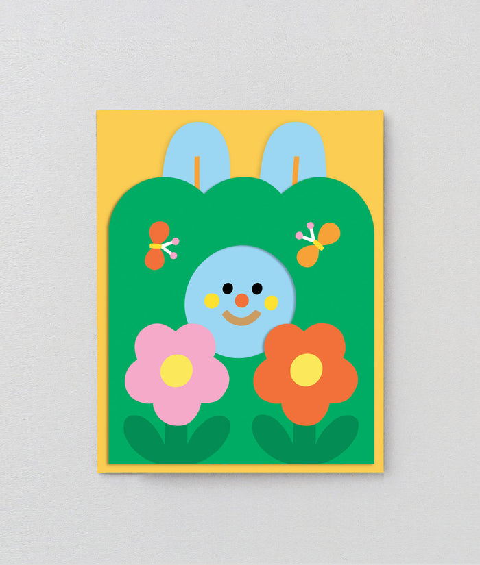 Rabbit In Burrow Kids Fold Out Birthday Card