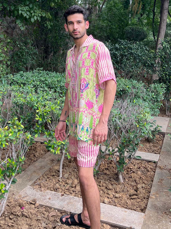 Rio Pink Satin Silk Co-ord Set