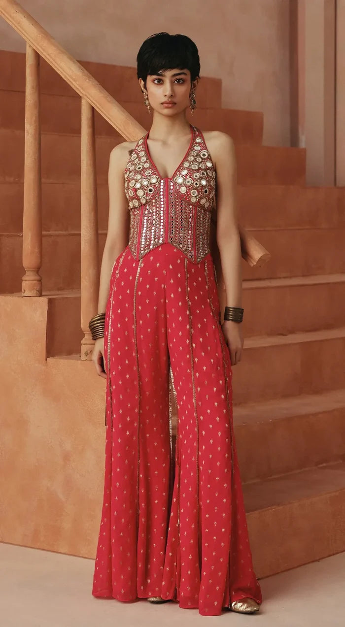 Rose Rogue Sharara Set