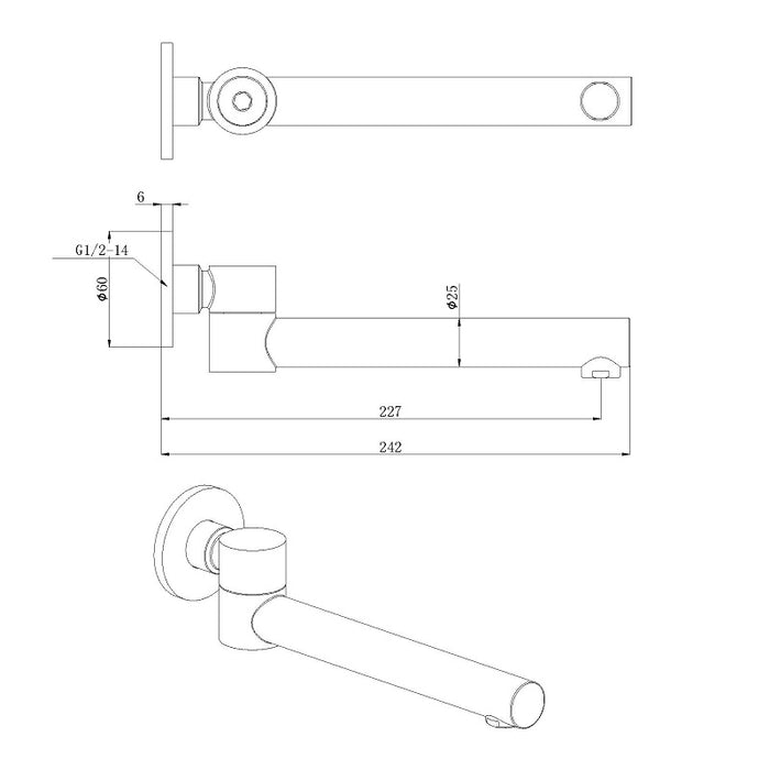 Cesena Hali Round Swivel Bath Spout - Acqua Bathrooms