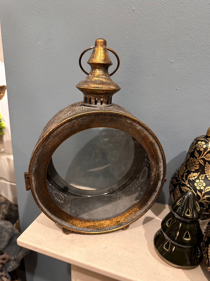 Round Rustic Metal Candle Holder