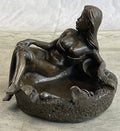 Semi Nude Pin up Girl Bronze Ashtray Bronze Statue Sculpture Erotic Art Decor