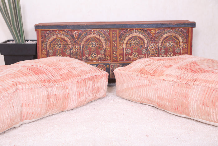Set of two moroccan berber pouf ottoman - kilim poufs