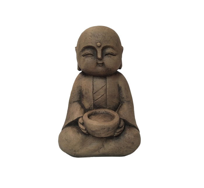Sitting Lucky Japanese Jizo With Bowl Statue HI-LINE GIFT LTD.