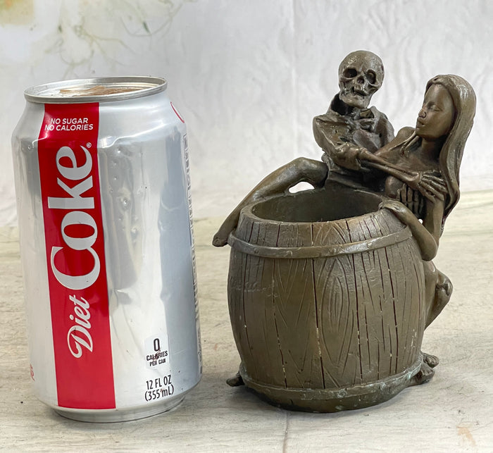 Skeleton Embracing Nude Nymph Pen Holder Key Storage Bronze Sculpture Statue Art