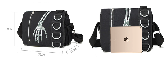 Skeleton Hand Crossbody Messenger Bag