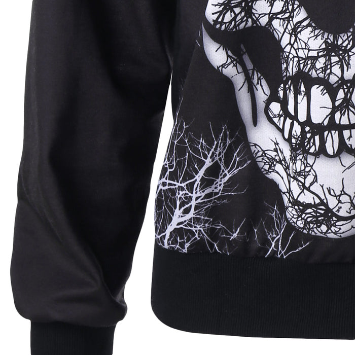 Skew Neck Skull 3D Print Womens Sweatshirt  Pullover Top