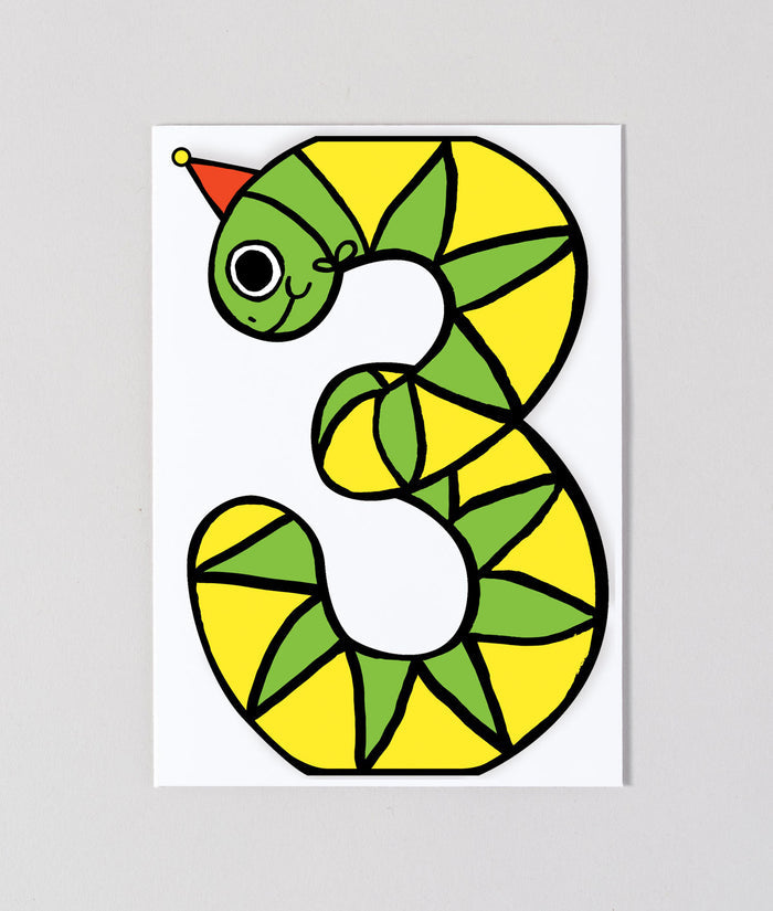 Snake 3rd Birthday Kids Age Card