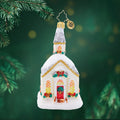 Front image - Snowy Sanctuary - (Religious ornament) - Ornament of a white sanctuary with golden windows.