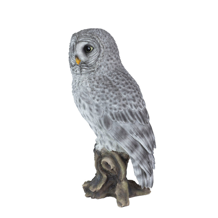 SOREAL Grey tawny Owl on branch Hi-Line Gift Ltd.