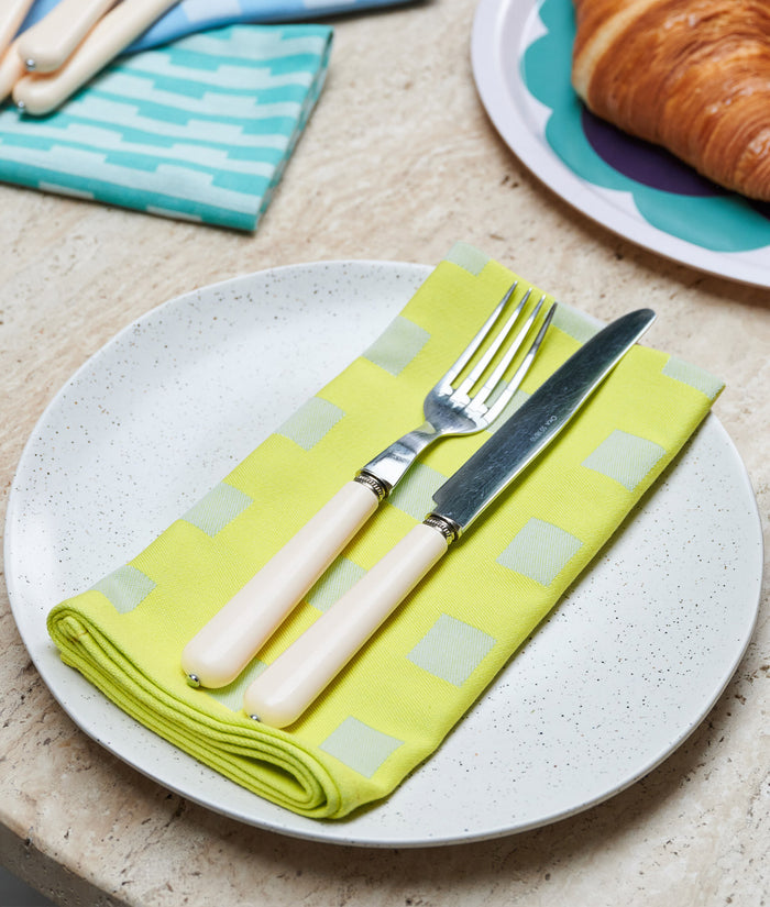 Squares Yellow/Soft Aqua Napkin