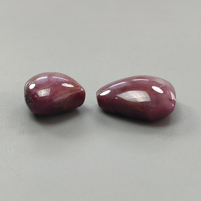 Star Ruby Gemstone Cabochon: 33.50cts Natural Untreated Unheated 6Ray Star Ruby Fancy Shape 13*15mm - 17*16mm 2pcs Set July Birthstone