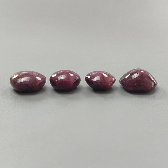Star Ruby Gemstone Cabochon: 63.20cts Natural Untreated Unheated 6Ray Star Ruby Hexagon Shape 14*12mm - 17*16mm 4pcs Set July Birthstone