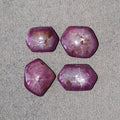 Star Ruby Gemstone Cabochon: 70.00cts Natural Untreated Unheated 6Ray Star Ruby Hexagon Shape 14*11mm - 17*12mm 4pcs Set July Birthstone
