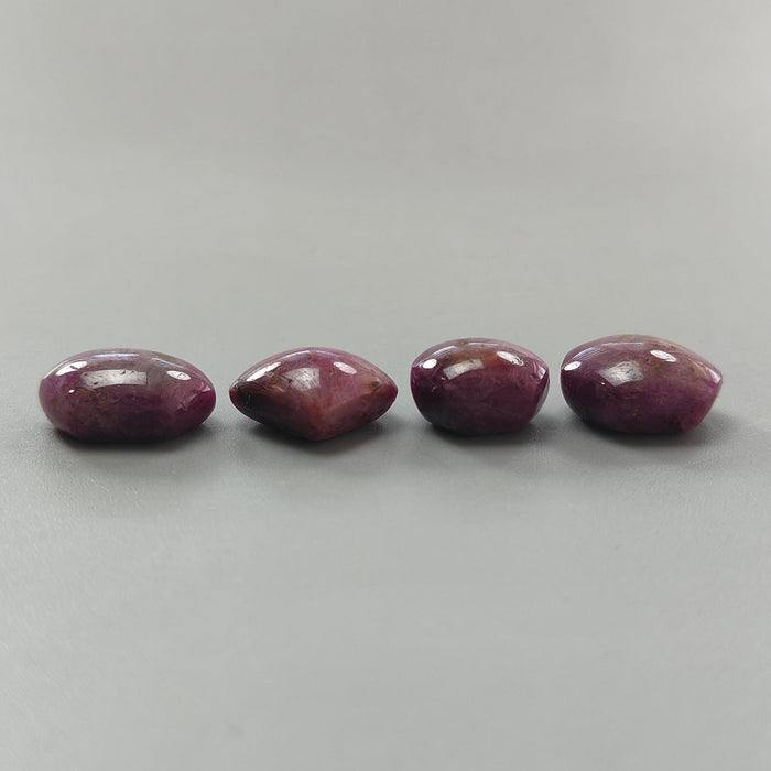 Star Ruby Gemstone Cabochon: 70.00cts Natural Untreated Unheated 6Ray Star Ruby Hexagon Shape 14*11mm - 17*12mm 4pcs Set July Birthstone