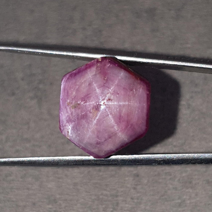 Star Ruby Gemstone Wand Specimen: 62.60cts Natural Untreated 6Ray Star Ruby Hexagon Shape Healing Crystal 24*16mm 1pc July Birthstone