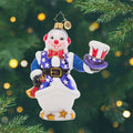 Star Spangled Snowman. Ornament of a snowman decked out in an American suit. View of front