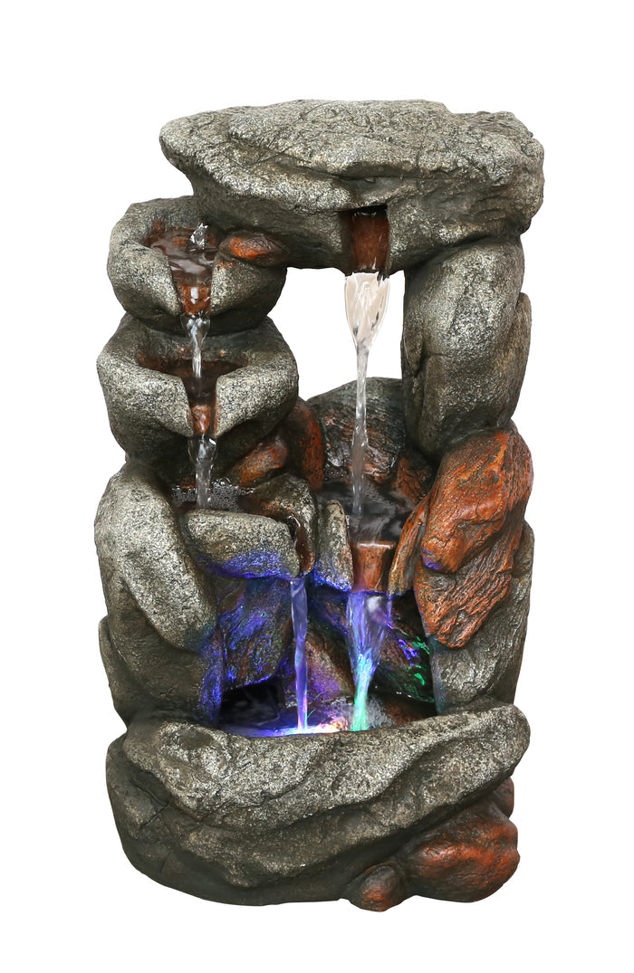 Stone Waterfall Fountain With 4 Rgb Leds HI-LINE GIFT LTD.