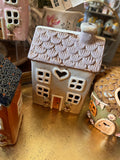 Stonewear Grey & Orange Tealight House