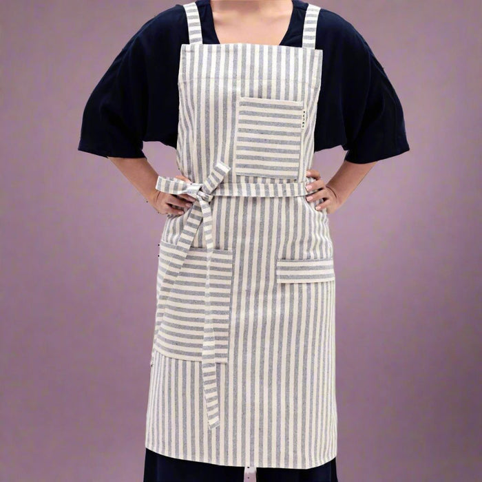 Striped Cross Back Apron at Golden Rule Gallery