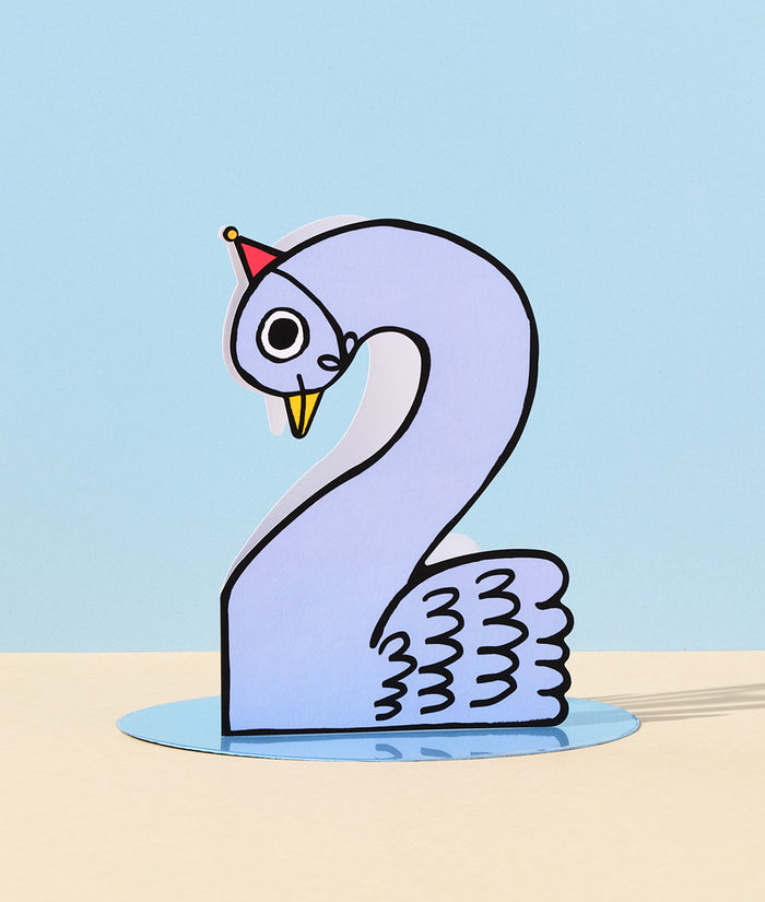 Swan 2nd Birthday Kids Age Card