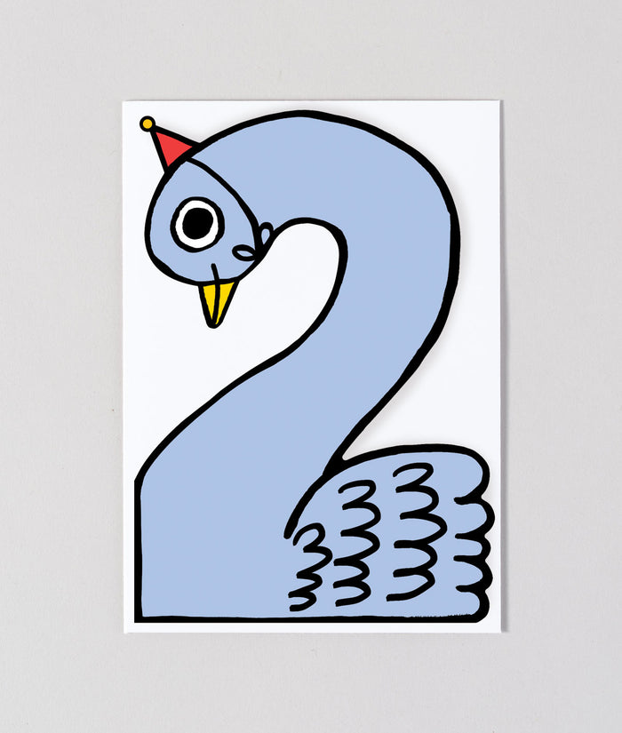 Swan 2nd Birthday Kids Age Card