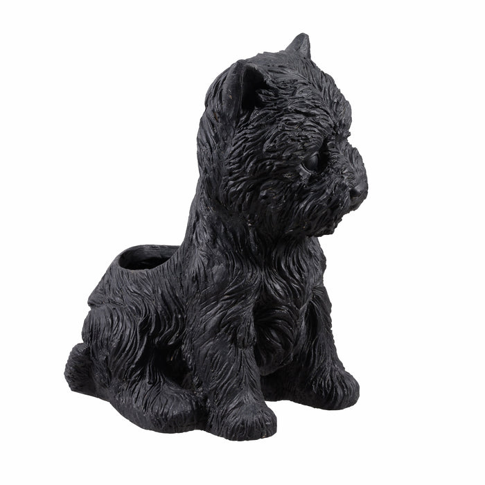 77188-BK - White Terrier Flower Planter Black Plant Pot Hi-Line Gift Ltd.