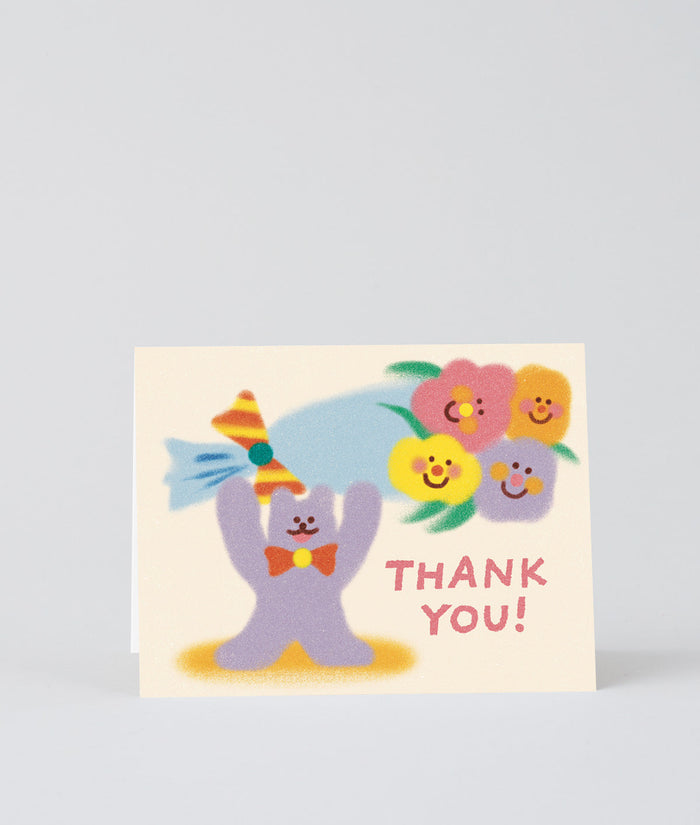 Thank You Cat & Flowers Kids Card