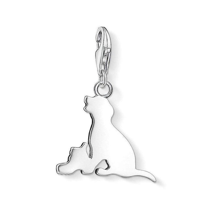 Silver Charm 1338 dog charm, featuring a dog and puppy cutout design.
