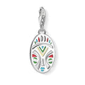 Charm 1422 African Mask: Silver charm with colorful enamel mask design.