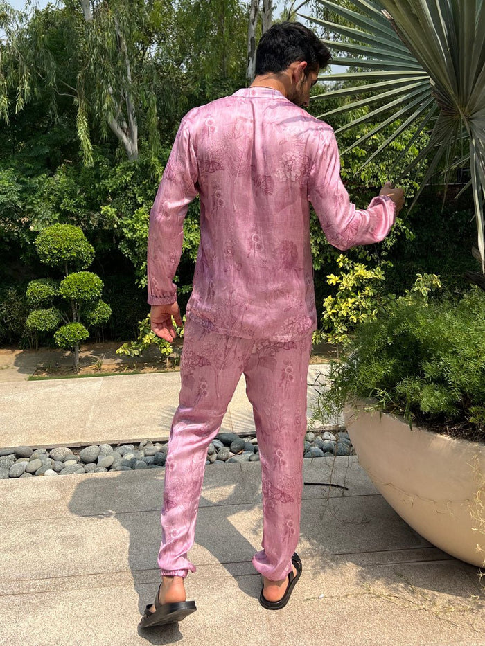 Tokyo Pink Satin Silk Track Set