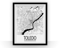 Toledo Map Poster - usa Map Print - Art Deco Series
