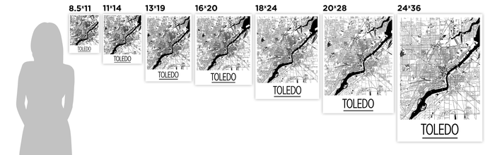 Toledo Map Poster - usa Map Print - Art Deco Series