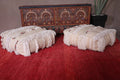 Two berber Poufs Ottoman woven in White - Moroccan kilim pouf