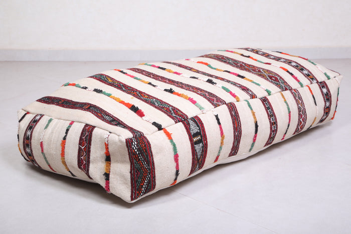 Two Long Moroccan pouf ottoman , Striped rug - kilim poufs