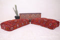 Two moroccan red pouf ottoman - Long poufs - kilim poufs