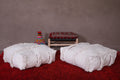 Two moroccan white poufs ottoman - kilim pouf