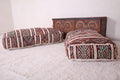 Two Vintage Bohemian Poufs Ottoman 24” x 24” x 13" - kilim poufs