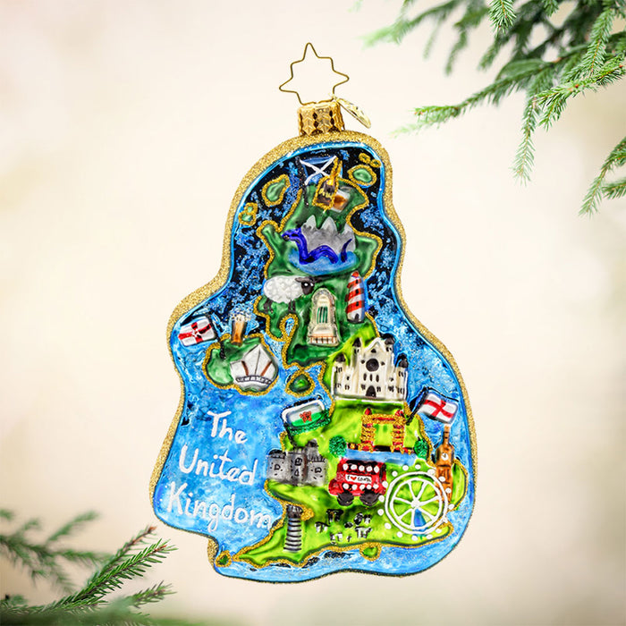 From the iconic Big Ben to the majestic Tower of London, each detail is a celebration of British heritage and culture in this enchanting ornament. View of front.