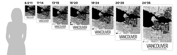 Vancouver Map Poster - canada Map Print - Art Deco Series