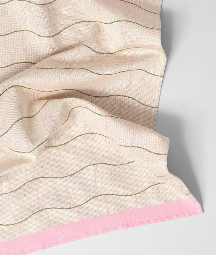 Wave Grid Natural Cotton Tea Towel